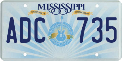 MS license plate ADC735