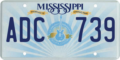 MS license plate ADC739