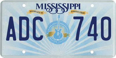 MS license plate ADC740