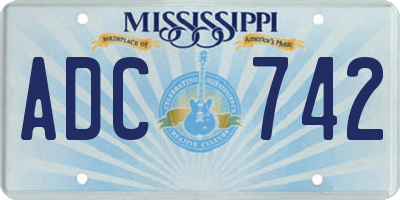 MS license plate ADC742