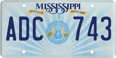 MS license plate ADC743