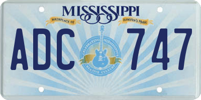 MS license plate ADC747