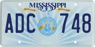MS license plate ADC748