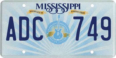 MS license plate ADC749
