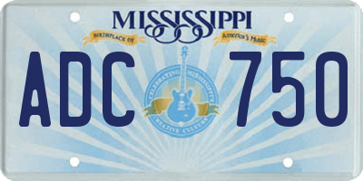 MS license plate ADC750