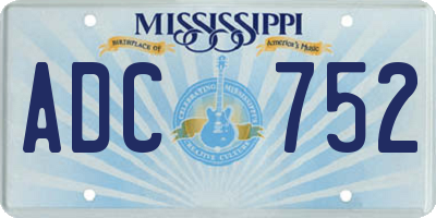MS license plate ADC752