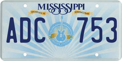 MS license plate ADC753