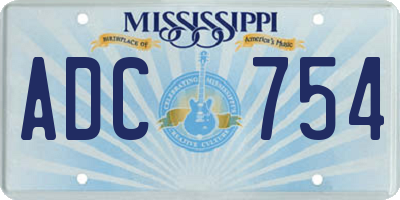 MS license plate ADC754