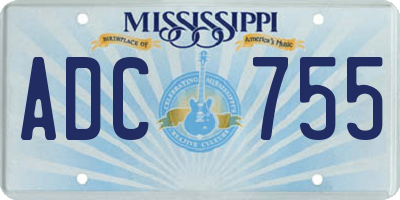 MS license plate ADC755