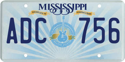 MS license plate ADC756