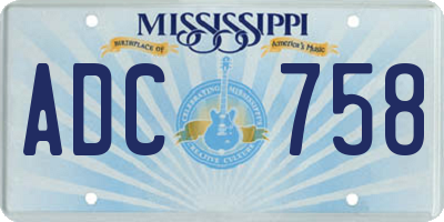 MS license plate ADC758