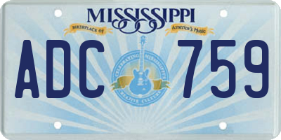 MS license plate ADC759