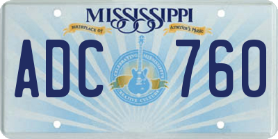 MS license plate ADC760