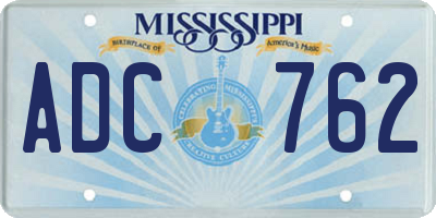 MS license plate ADC762