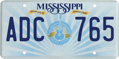 MS license plate ADC765