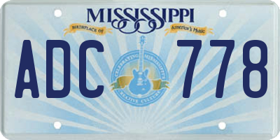 MS license plate ADC778