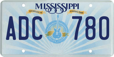 MS license plate ADC780