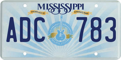 MS license plate ADC783