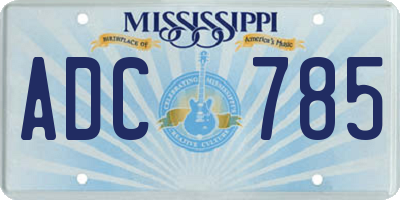 MS license plate ADC785