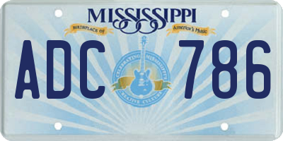 MS license plate ADC786