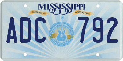MS license plate ADC792