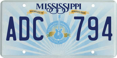 MS license plate ADC794