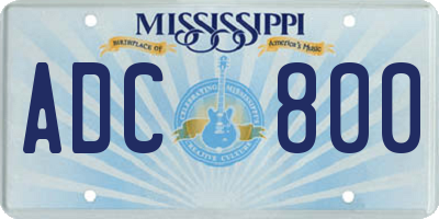 MS license plate ADC800