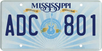 MS license plate ADC801