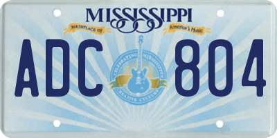 MS license plate ADC804