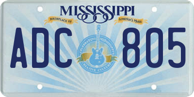 MS license plate ADC805