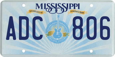 MS license plate ADC806