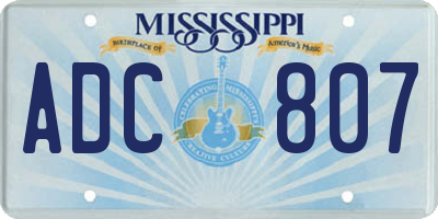 MS license plate ADC807