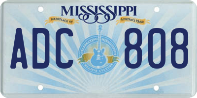MS license plate ADC808