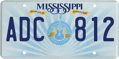 MS license plate ADC812