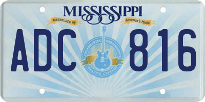 MS license plate ADC816