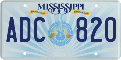MS license plate ADC820