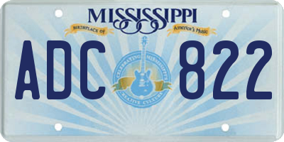 MS license plate ADC822