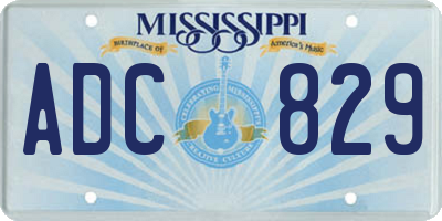 MS license plate ADC829