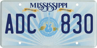 MS license plate ADC830