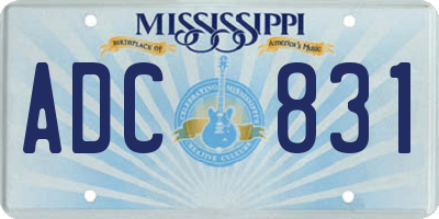 MS license plate ADC831