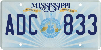 MS license plate ADC833
