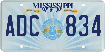 MS license plate ADC834