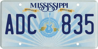 MS license plate ADC835