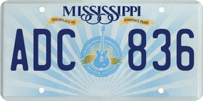 MS license plate ADC836