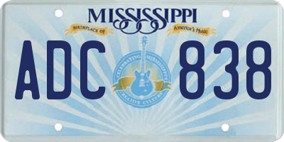 MS license plate ADC838