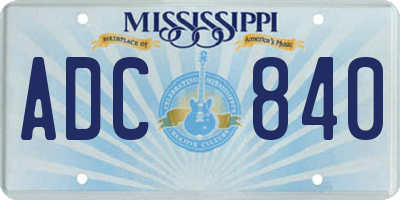 MS license plate ADC840