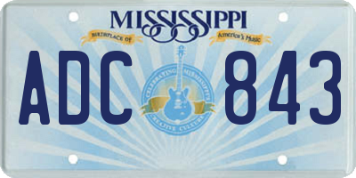 MS license plate ADC843