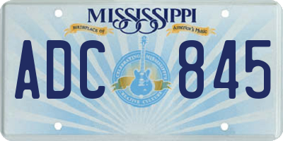 MS license plate ADC845