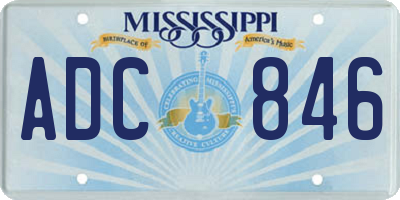 MS license plate ADC846