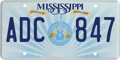 MS license plate ADC847